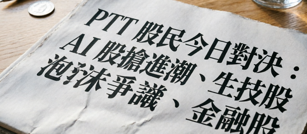 PTT 股民今日對決：AI 股搶進潮、生技股泡沫爭議、金融股低調回暖