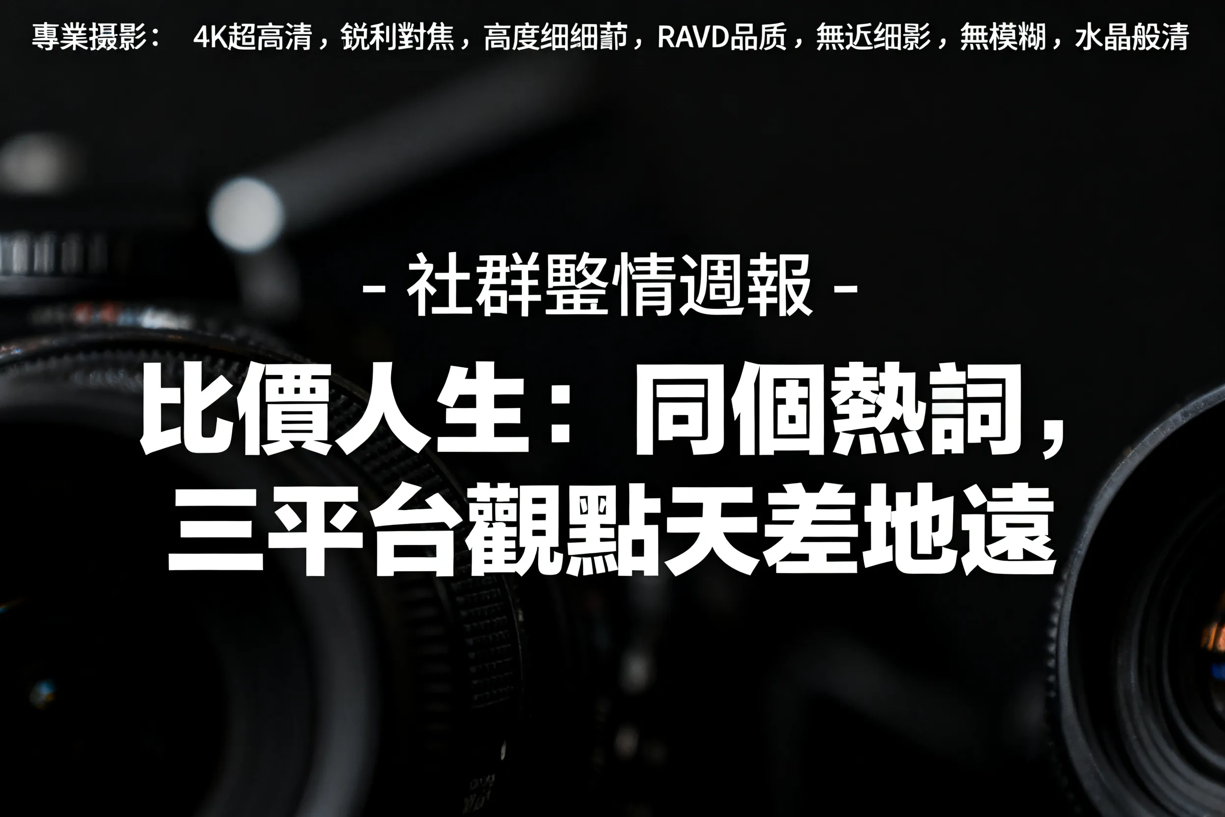 社群輿情週報 - 比價人生：同個熱詞，三平台觀點天差地遠 - 專業攝影風格